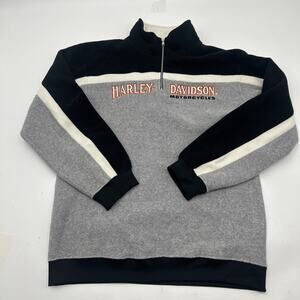 Harley Davidson Sweater BOYS L Gray 1/4 Zip Mock Neck Sweatshirt Motorcycles